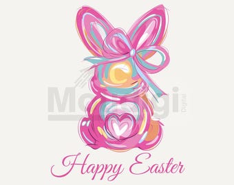 Happy Easter PNG, Blue Floral Chinoiserie Bunny Png, Blue Toile Easter Rabbit Png, Grand Millennial Easter Png, Easter Coquette Png, Girls