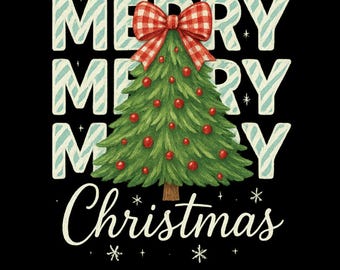 Coquette Merry Christmas PNG, Preppy Christmas Tree PNG, Red Plaid Bow PNG, Vintage Candy Cane Text png, Holiday Aesthetic, Cute Xmas