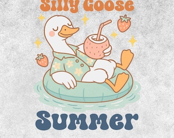 Silly Goose Summer PNG, Funny Beach Goose Clipart, Unicorn Float Sublimation Design, Cute Summer Digital Download, Summer Vibe png