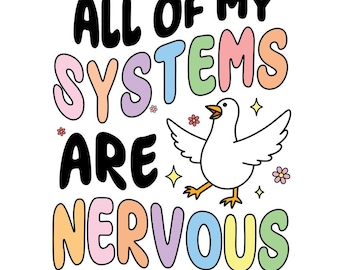 All Of My Systems Are Nervous PNG, Funny Goose Png, Silly Goose Png, Quirky Mental Health Png, Anxiety Humor Png, Trendy Digital Download