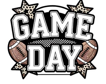 Glitter Football PNG, Game Day Football png, Retro Checkered Football PNG, Football Mama png, Touchdown Season png, Leopard Football PNG