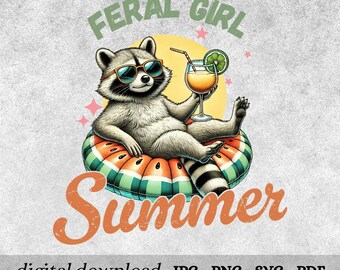 Feral Girl Summer Raccoon Png, Funny Meme Raccoon Png, Feral Png, Cowgirl Png, Western Png, Summer Png, Rodeo Png, Digital Download