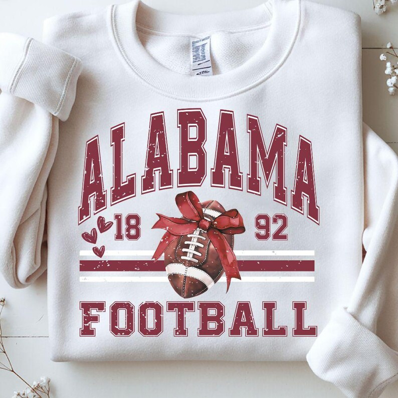 Bama football sublimation PNG featuring bold Alabama lettering, hearts, and game day spirit