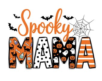 Spooky Mama Halloween PNG, Halloween Mommy and Me Sublimation, Mama & Me Fall T-Shirt, Halloween Mom Design File, Halloween Digital png
