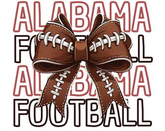 Alabama Coquette Football PNG, Bama Roll Tide Football Bow PNG, Crimson Tide Football Mom PNG, College Game Day Sublimation, Alabama Sports