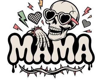 Preppy Halloween Mama PNG, Spooky Skeleton Mama Design, Retro Cute Halloween Mom PNG, Funny Spooky Season PNG, Halloween Shirt Sublimation
