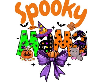 Spooky Mama Halloween PNG, Halloween Mommy and Me Sublimation, Mama & Me Fall T-Shirt, Halloween Mom Design File, Halloween Digital png