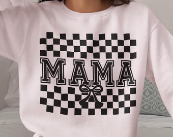 Retro Mama Svg Png, geruite coquette Bow Svg png, sublimatie ontwerpen digitaal bestand direct downloaden, moeder T-shirt, cadeau voor moeder
