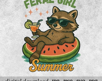 Feral Girl Summer Raccoon Png, Funny Meme Raccoon Png, Feral Png, Cowgirl Png, Western Png, Summer Png, Rodeo Png, Digital Download