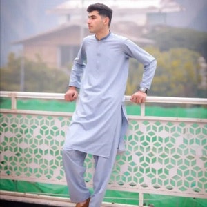 Pakistani men plain tropical kamez salwar everyday, Eid outfit handmade stitching wedding dress RTW formal informal metallic touch button
