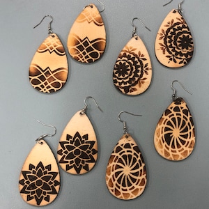 Boho Wood burnt earrings