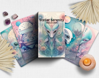 Beautiful New Release Oracle Divination Set, Cosmic Visions Stellar Serenity Oracle Cards Deck, Celestial Higher Self Oracle