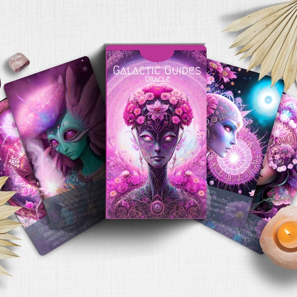 Beautiful New Release Oracle Divination Set, Cosmic Visions Galactic Guides Oracle Cards Deck, Celestial Higher Self Oracle
