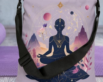 Cool Tote Bag | Yoga-Inspired Alien Mindfulness Gift | Everyday Grocery Market Bag | Birthday Gift for Friend