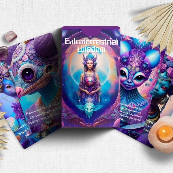 Beautiful New Release Oracle Divination Set, Cosmic Visions Extraterrestrial Wisdom Oracle Cards Deck, Celestial Higher Self Oracle