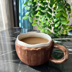 Coconut Shape Coffee Mug Ceramics Coffee Cup Imitation Coconut Shell Modern Mug Gift Mug Handmade Porcelain Cup