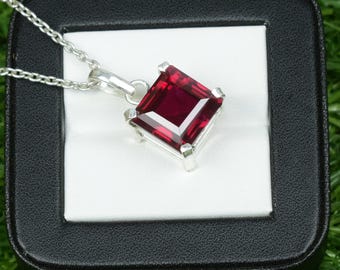 癒しの血のように赤いルビーのペンダントネックレス：ティアドロップ 925 スターリングシルバー 7 月の誕生石ジュエリー |