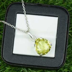 Yellow Sapphire Necklace | Beautiful Heart Shape Pendant | Solid 925 Sterling Silver Sapphire Necklace | Valentine Gift For Pendant Jewelry.
