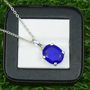 Oval Blue Sapphire Pendant | Birthday Gift for Her | September Birthstone Jewelry | Blue Sapphire Necklace | 925 Sterling Silver Sapphire.