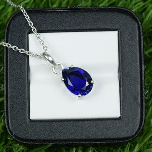 Beautiful Blue Sapphire Pear Shape | 925 Sterling Silver Sapphire Necklace | Minimalist Jewelry Pendant | Boho Necklace | Gift For Her.