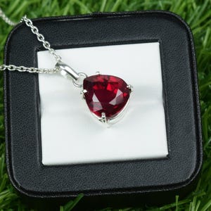 Beautiful Red Ruby Heart Necklace | 925 Sterling Silver Ruby Necklace | Natural Red Ruby Heart Pendant | July Birthstone Pendant.