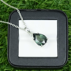 16 CT Natural Green Sapphire Jewelry. 925 Silver Sapphire pendant. Original Green Sapphire Necklace. September Birthstone. Gift For Women.