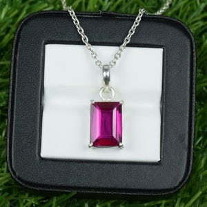 Pink Sapphire Emerald Pendent | Beautiful Pink Sapphire Necklace | 925 Sterling Silver Pendent | Best Anniversary Gift Necklace Jewelry.