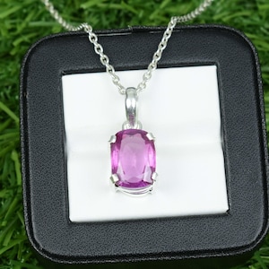 Natural Gemstone Jewelry Pink Sapphire Necklace. 925 Sterling Silver Pendent. Original Pink Sapphire Pendant. Gift For Her.