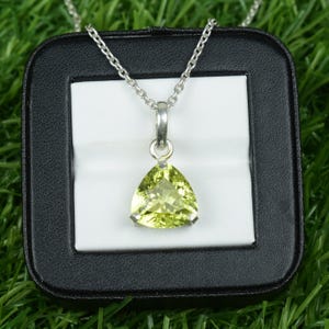 Triangle Yellow Sapphire Pendant | 925 Sterling Silver Sapphire Necklace | Beautiful Yellow Sapphire Pendant | Gemstone Jewelry Necklace |