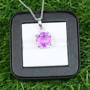 17 Cts Vintage Natural Pink Sapphire Necklace, 925 Silver Necklace Pendant, Pink Sapphire Necklace, Minimalist Pendant for Anniversary Gift