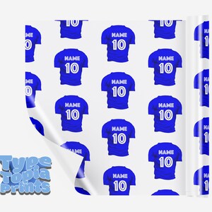 Personalised Football Wrapping Paper Name and Number Football Gift City United Liverpool Rangers Celtic Any Club Birthday image 6