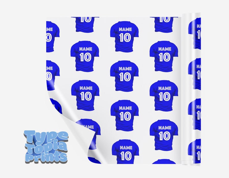 Personalised Football Wrapping Paper Name and Number Football Gift City United Liverpool Rangers Celtic Any Club Birthday image 6