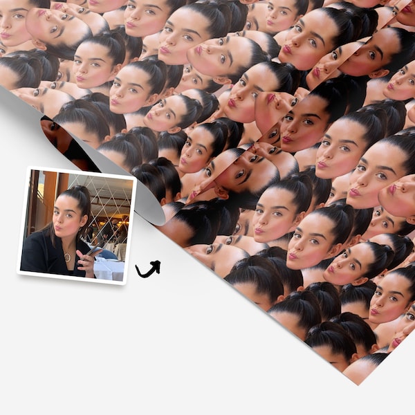 Custom Face Wrapping Paper| Personalised All-Over Print Gift Wrap for Birthdays and Special Occasions