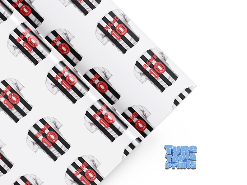 Personalised Football Wrapping Paper Name and Number Football Gift City United Liverpool Rangers Celtic Any Club Birthday image 5