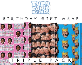 Personalised Wrapping Paper | Triple Pack | Birthday Gift Wrap Set | 3 Metres