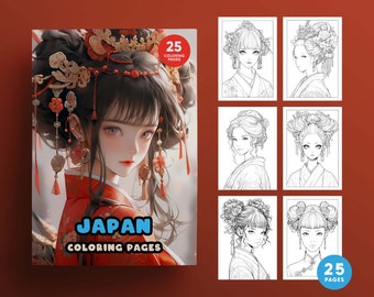 Anime Girl Coloring Book, Japanese Manga Art (PDF & JPEG)