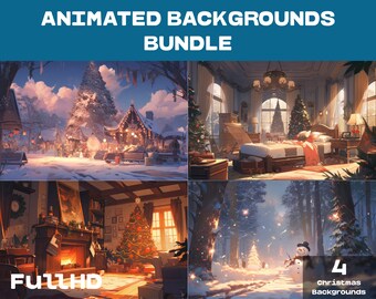 4 ANIMATED BACKGROUNDS | Christmas Background | Christmas Looped Vtuber Twitch Stream Overlay Background | FullHD Animated BACKGROUNDS