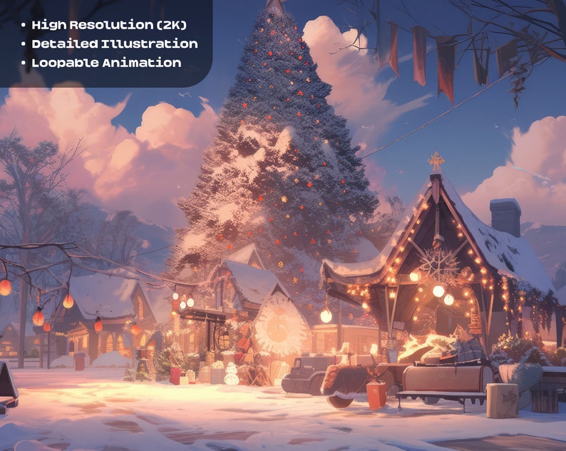 4 ANIMATED BACKGROUNDS Christmas Background Christmas Looped Vtuber