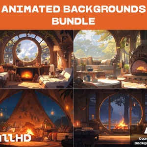 4 ANIMATED BACKGROUNDS | Cozy Lofi Hut Background | Cozy Looped Vtuber Twitch Stream Overlay Background | FullHD Animated BACKGROUNDS