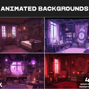 4 ANIMATED BACKGROUNDS | Witch Room | Mystic Witch Room Looped Vtuber Twitch Stream Overlay Background | 4K Animated BACKGROUNDS