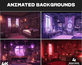 Witch Room Animated Backgrounds | Mystic Looped Vtuber Twitch Overlay (4K)