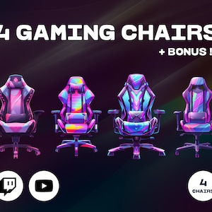 VTUBER 4 Gaming Chairs Set, VTUBER Asset | High Quality PNG Files | Transparent