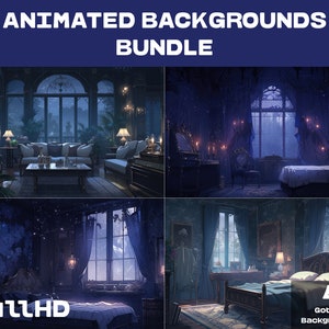 4 ANIMIERTE HINTERGRÜNDE | Vampir Gothic Schlafzimmer Hintergrund | Gothic Looped Vtuber Twitch Stream Hintergrund | FullHD Animierte HINTERGRÜNDE