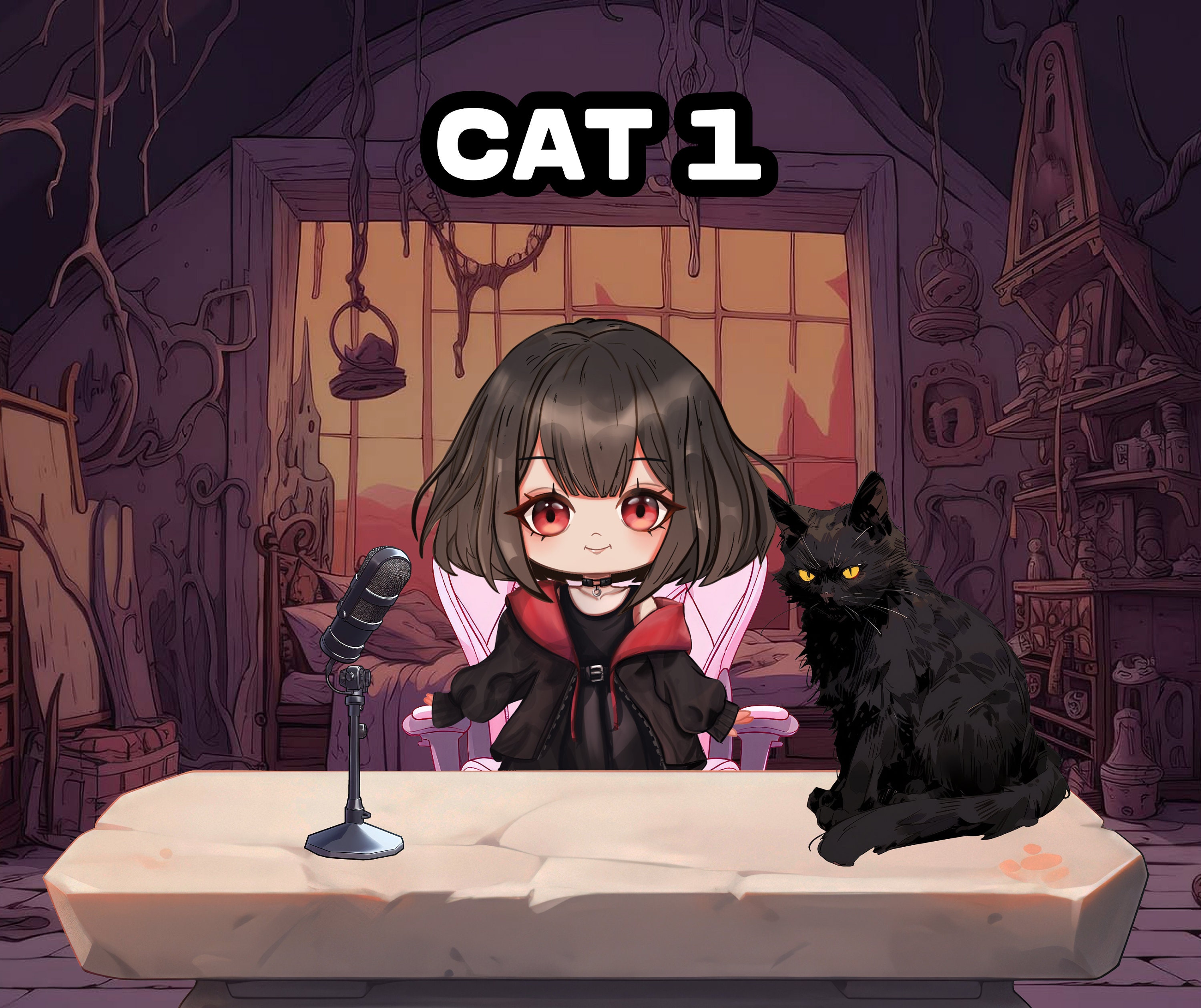 VTUBER 4 Cats Set, VTUBER Asset High Quality PNG Files Transparent