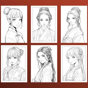 Anime Girl Coloring Book, Japanese Manga Art (PDF & JPEG) image 3