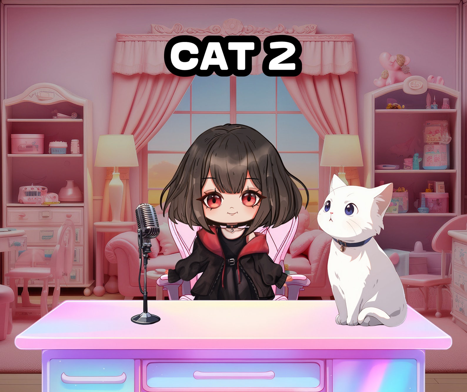 VTUBER 4 Cats Set, VTUBER Asset High Quality PNG Files Transparent
