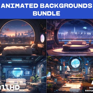 4 ANIMATED BACKGROUNDS | Sci-Fi Cyberpunk Background | Lofi Looped Vtuber Twitch Stream Overlay Background | FullHD Animated BACKGROUNDS