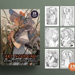 Anime Art Nouveau Coloring Pages - 25 pictures to download and print - Coloring book for children and adults