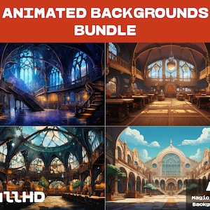 4 ANIMATED BACKGROUNDS | School of Magic Background | Fantasy Looped Vtuber Twitch Stream Overlay Background | FullHD Animated BACKGROUNDS