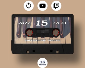 Twitch Music Streamer LOOPABLE Jazz Lo-Fi Chill Music, 15 nummers, sfeergeluiden, achtergrondmuziek BGM voor streamers en Vtubers, YouTube Music